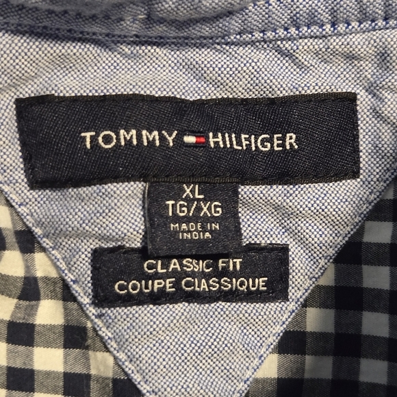 Tommy Hilfiger Men Classic Fit Stretch Navy Blue Plaid Button Down Shirt Size XL - Picture 10 of 10